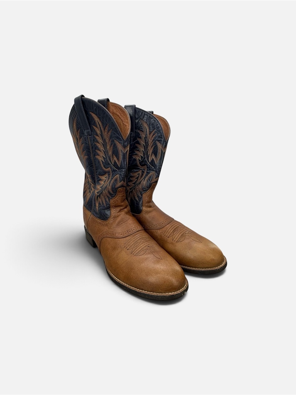  Ariat Cowboy Boots 13D Mens Blue Brown Leather Ultra Western Stockman 10015299